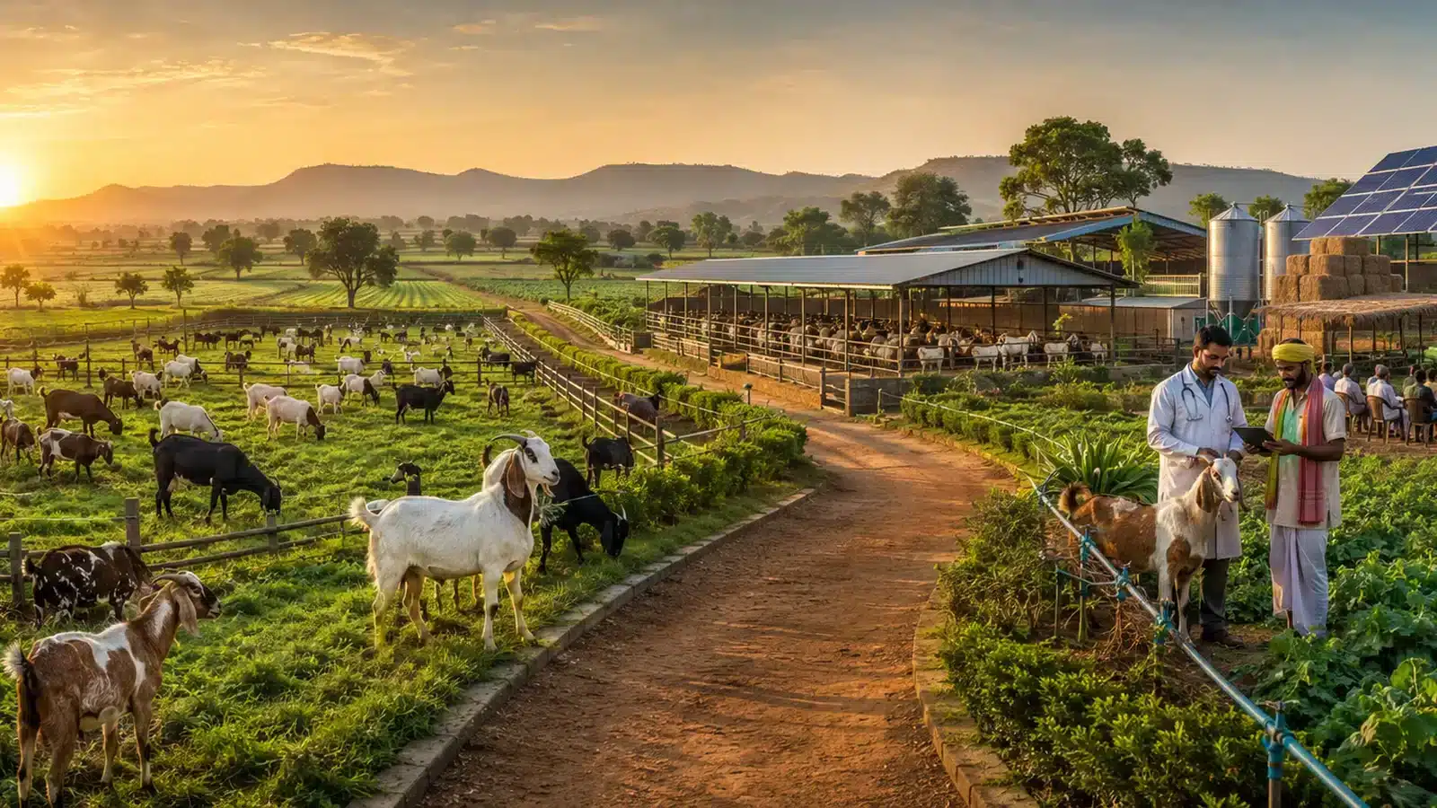 Goat farming in India — herd in an open field